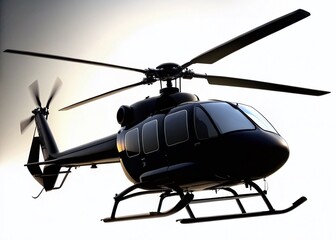 Police Helicopter Silhouette, Aerial Surveillance, Law Enforcement Aircraft, Night Flight, Emergency Response