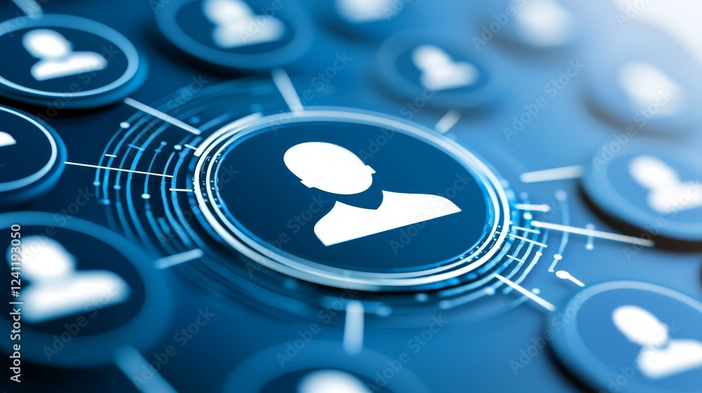 Poster blue button with white icon, simple element for web and mobile design blue