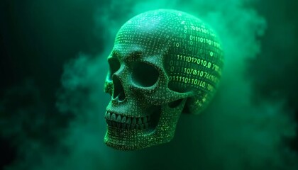 Digital Skull: A Glowing Symbol of Cyber Threats