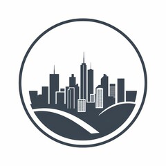 Obraz premium City skyline logo with modern urban design.