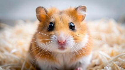Sad Hamster Drone Aerial View: Imploring Eyes, Compassionate Pet Photo