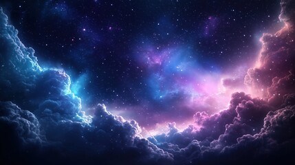 Obraz premium Stunning Cosmic Nebula with Vibrant Colors and Starry Sky at Night