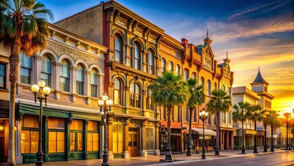 Fototapeta premium Santa Ana Downtown Historic Core, California, August Afternoon Sunlight