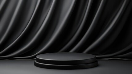 Simple podium with smooth lines on a sleek black stage, soft shadows and minimal lighting for an upscale presentation