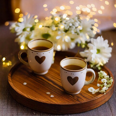 Obraz premium Tasses de café avec des coeurs