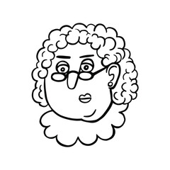 Emotion menacing, angry granny face line