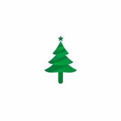 Fototapeta premium Christmas tree logo with a star on top in minimalist design