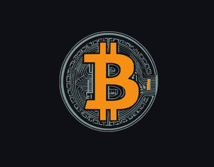 Bitcoin Cryptocurrency Symbol Vector Illustration