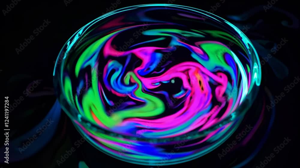 Aufkleber colorful swirling patterns in a clear bowl create a mesmerizing art display