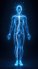 Illustration of human body with highlighted VNS (Vagus Nerve Stimulation) system.
