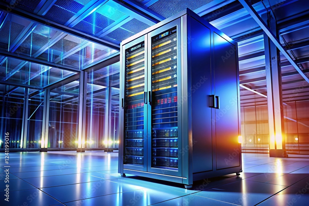 Poster sgx27 converted: high-resolution image of a modern data center server rack