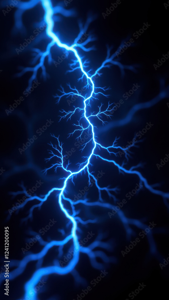 Poster an artistic representation of vns, showing a branching lightning-like pattern that could symbolize n