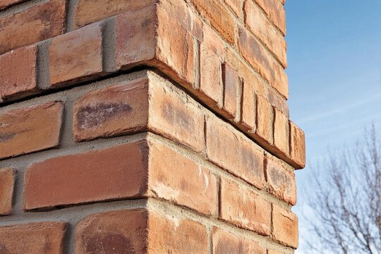 Facing brick wall with textured surface for exterior facade cladding and architectural decoration