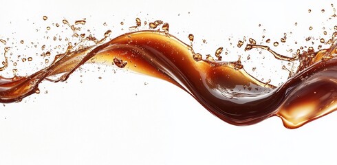 Brown liquid splash wave, white background, advertising (1)