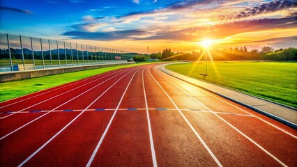 Running Track Lanes: Vibrant Athletic Competition Stock Photo