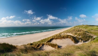 Panoramic view of a dune beach on the island of Sylt, Schleswig-Holstein, Germany