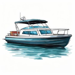Naklejka premium the AI Image Generator, Stylized Illustration of a Motorboat