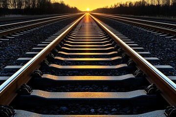 Schienen Eisenbahn Gleise Weiche Strecke Infrastruktur Sonnenlicht Reflektion Verkehr Hagen Hohenlimburg Ruhr-Sieg-Strecke Sauerland Abend Stimmung Symbol Verbindung Bahnhof Kreuzu