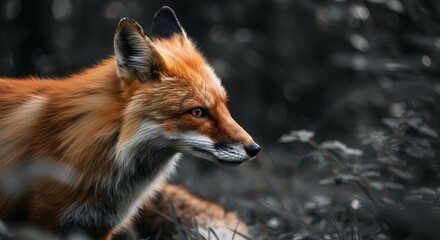 Fototapeta premium Majestic Red Fox in the Wild: A Captivating Portrait