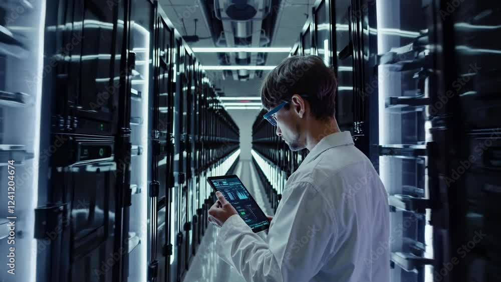 Fototapete exploring the intricate design of a modern data center in a bustling technology hub