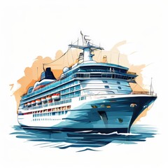 Fototapeta premium the AI Image Generator, Large Cruise Ship Sailing Through Calm W