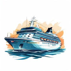 Fototapeta premium the AI Image Generator, Large Cruise Ship Sailing Through Calm W