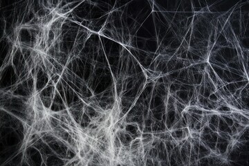 Intricate Web of Cotton Fibers Against a Dark Background