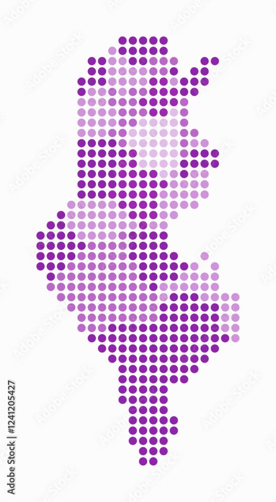 Aufkleber tunisia dotted map. digital style map of the country on white background. tunisia shape with circle 