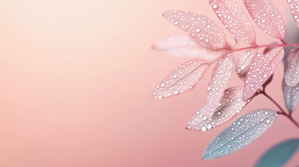 Delicate fern leaves with dewdrops fresh morning glow and crisp details perfect for wellness relaxation and nature-inspired designs