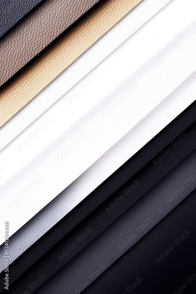 Poster a close-up view of layered textures showcasing various colors and materials, including black, white,