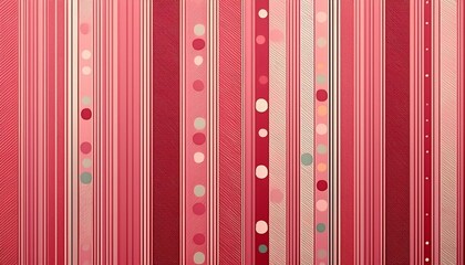A fun and chic wallpaper with alternating stripes in shades of pink interspersed with polka dots in coordinated colors.