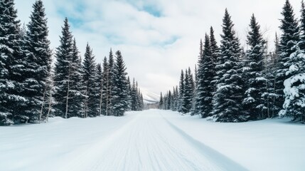 Gentle snowfall over a quiet forest clearing creating a peaceful winter wonderland atmosphere