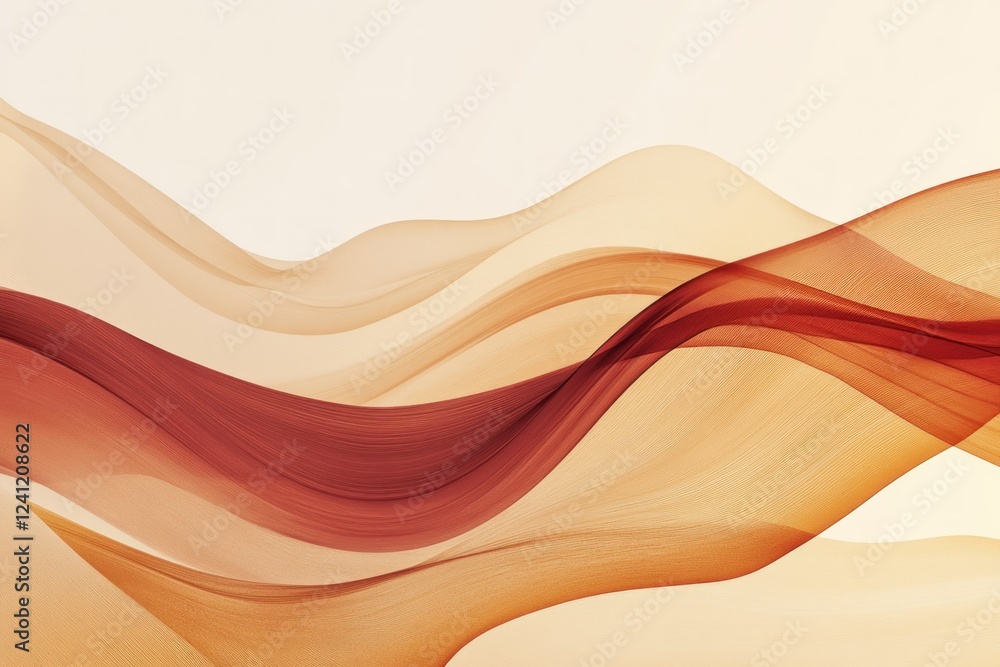 Poster elegant abstract waves of warm colors flowing in soft motion