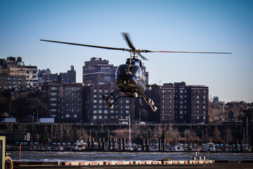 Helicopter flying in New York City 