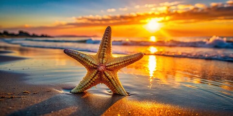 Fototapeta na wymiar Starfish Beach Portrait: Coastal Serenity, Summer Vacation