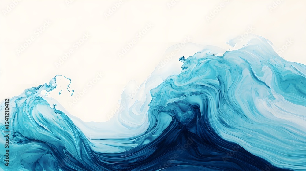 Poster dynamic abstract waves in flowing fluid gradients with open space for sports news