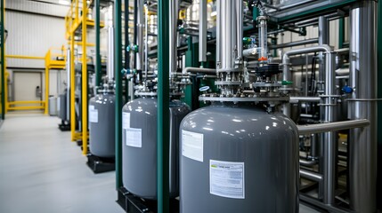 Industrial chemical treatment plant with modern equipment and technology