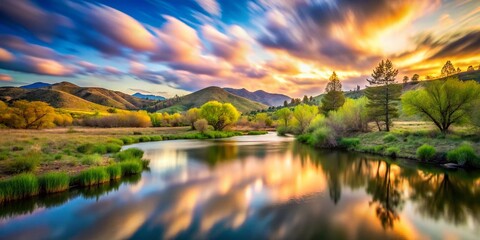 Fototapeta premium Stunning Long Exposure Landscape Photography, Keene, California, April 2010