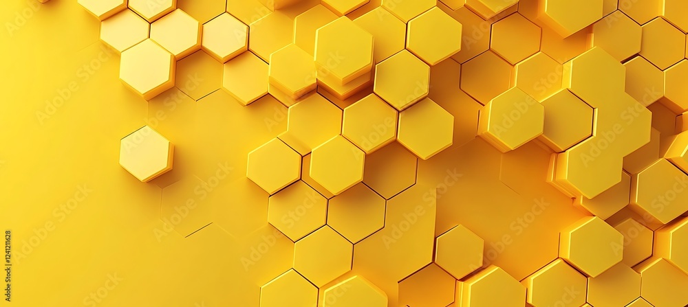 Aufkleber a sleek yellow background enhanced by abstract hexagonal patterns, creating a clean and polished art