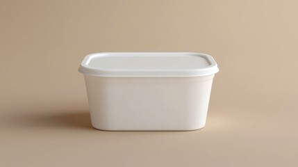 A plain white container with a lid, commonly used for food storage or takeaway.