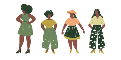 Fototapeta premium African American fashion looks in a green palette