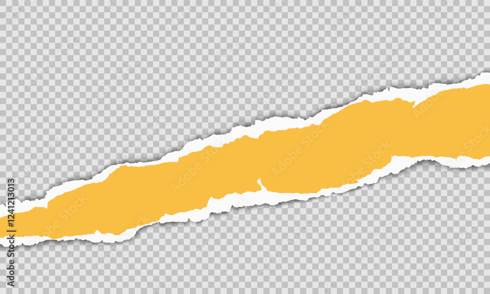 Poster vector horizontal torn paper edge. ripped paper strip with soft shadow.