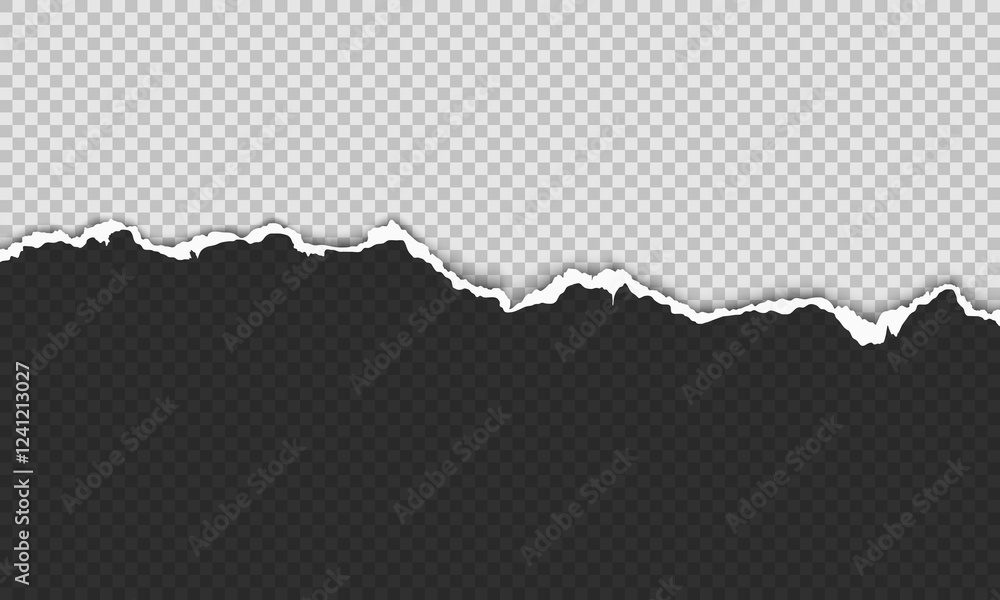 Aufkleber vector horizontal torn paper edge. ripped paper strip with soft shadow.