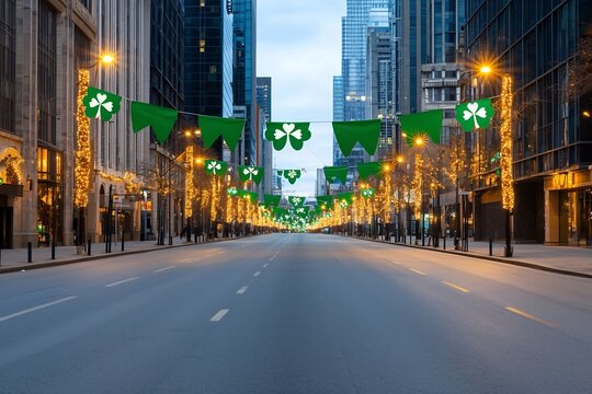 Festive St  Patrick s Day on a Vibrant City Street