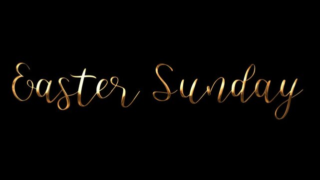 Gold Easter Sunday text on black background, suitable for Easter greetings, holiday promotions, or social media posts. Festive and elegant.