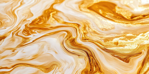 Golden marble texture abstract background with fluid art design and shimmering effect