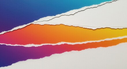 Vibrant Torn Paper Layers Reveal Colorful Gradient Background
