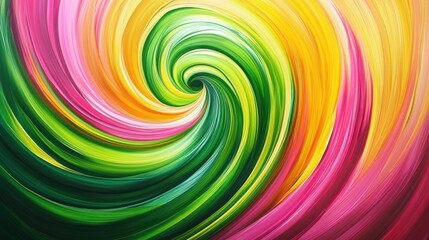 Obraz premium Vibrant swirl of colors showcasing bold green, pink, yellow in an abstract artistic expression. Generative AI