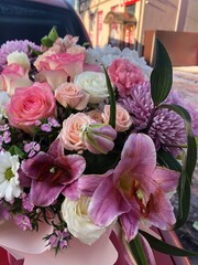 bouquets and compositions in boxes of fresh flowers