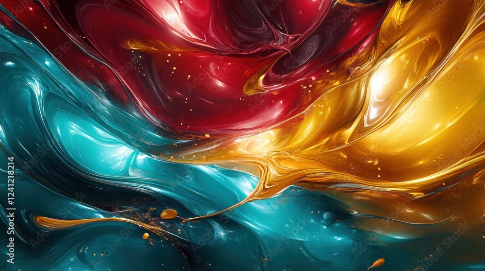 Poster abstract swirl of vibrant colors flowing together in a dynamic pattern during a digital art creation